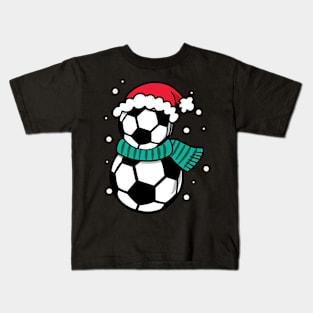 Christmas Soccer Ball Santa Hat Kids T-Shirt